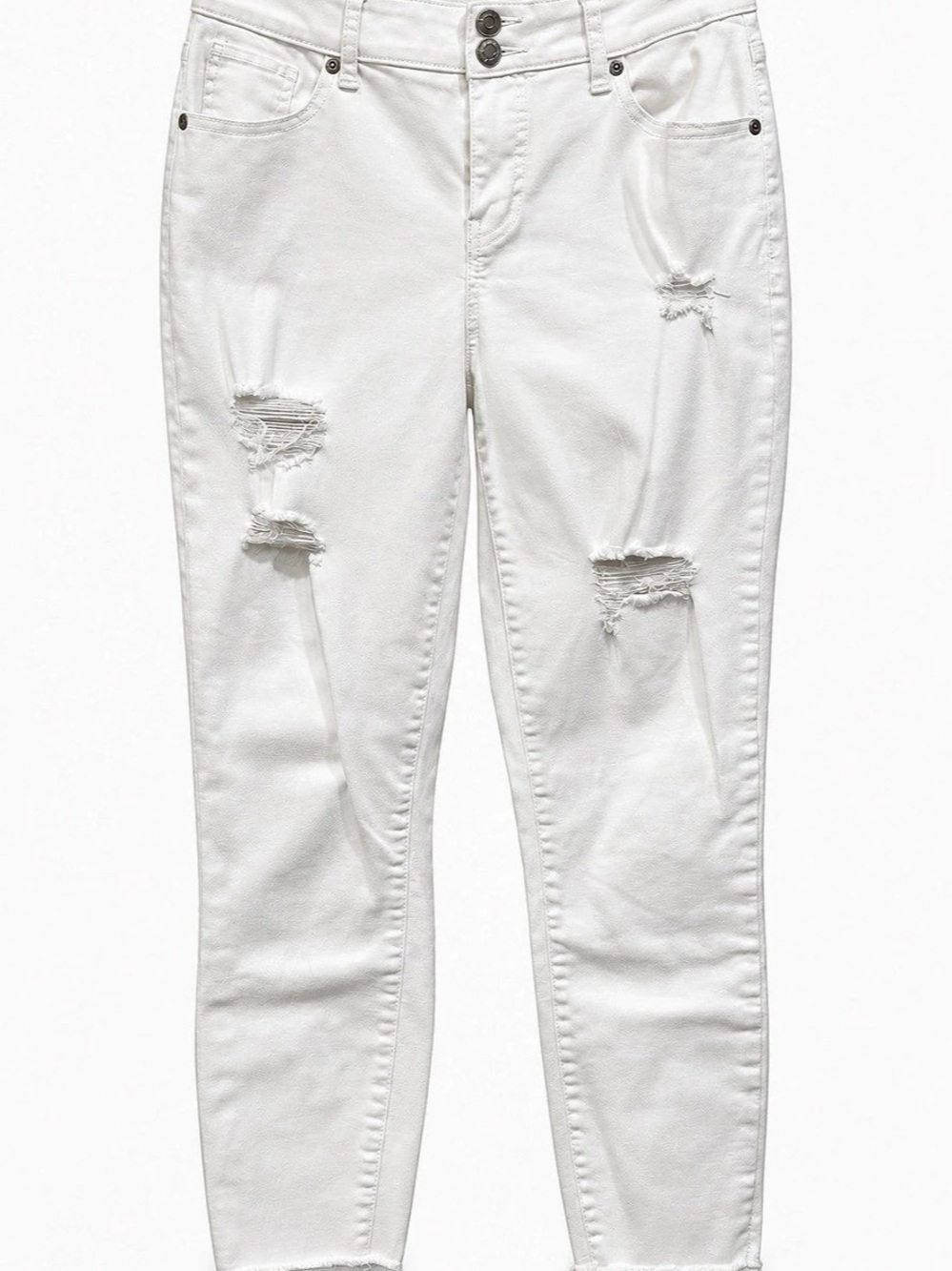 Maurices High Rise Distressed Skinny Ankle Jeans White Size 6